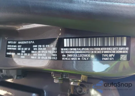 2018 Maserati Levante Granlusso из США, поврежденный, VIN ZN661XUL2JX259830